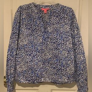 Lilly Pulitzer Coulter Long Sleeve Cotton Size Medium Resort White Twisted Up